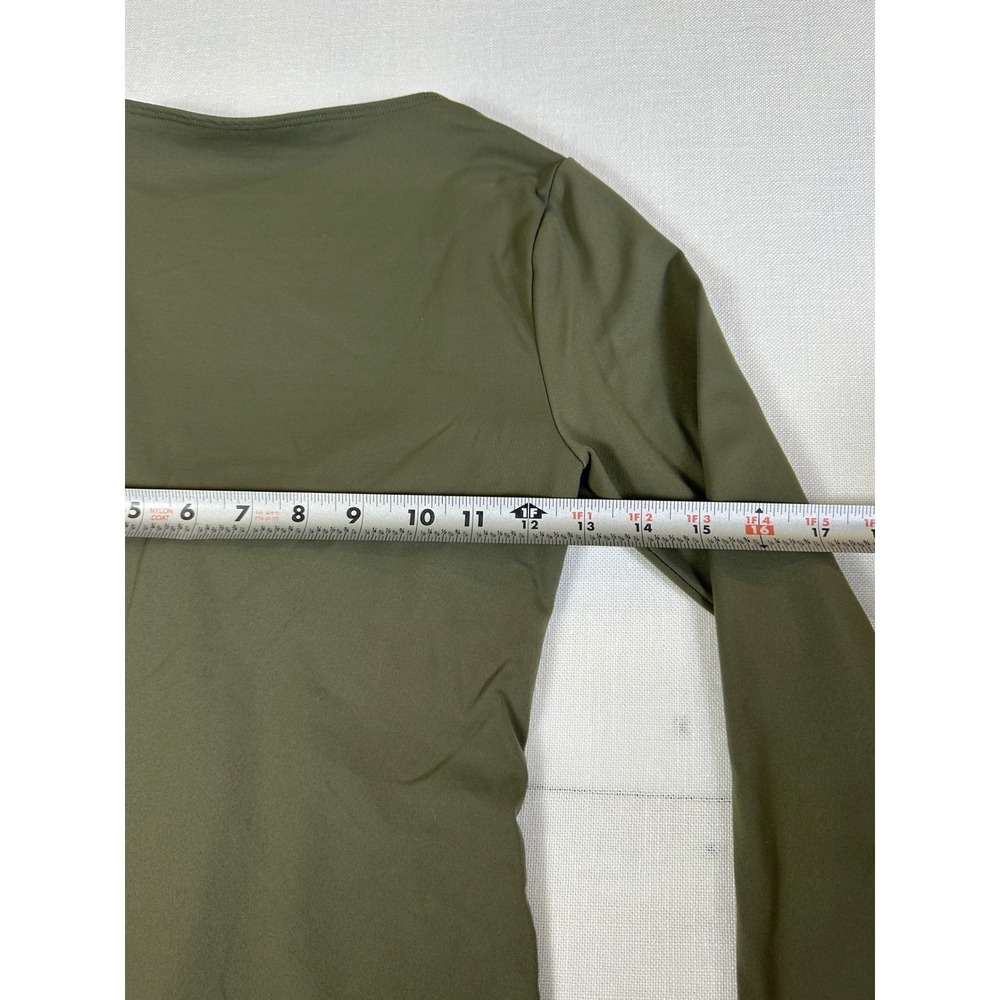 Abercrombie & Fitch Soft A&F Long Sleeve Cutout Twist Bodice Bodysuit Olive S - Picture 8 of 9